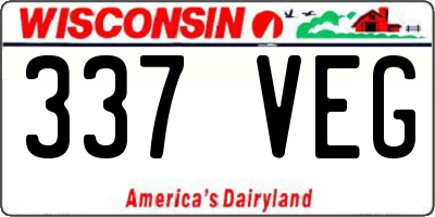 WI license plate 337VEG