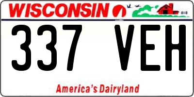 WI license plate 337VEH
