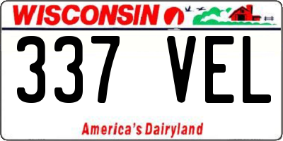 WI license plate 337VEL