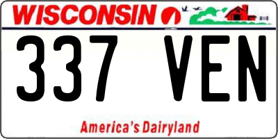WI license plate 337VEN