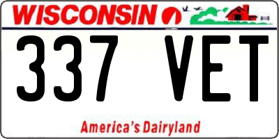 WI license plate 337VET