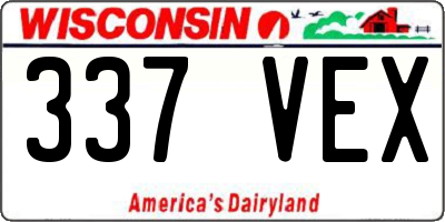 WI license plate 337VEX