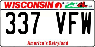 WI license plate 337VFW
