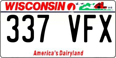 WI license plate 337VFX