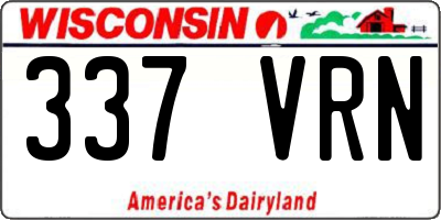 WI license plate 337VRN