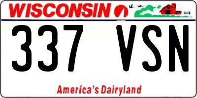 WI license plate 337VSN