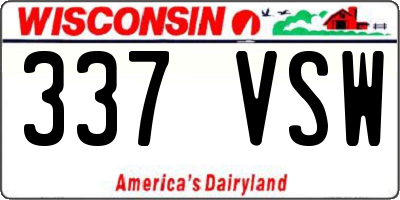 WI license plate 337VSW