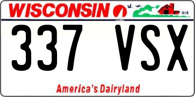WI license plate 337VSX