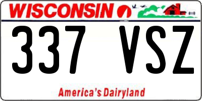 WI license plate 337VSZ