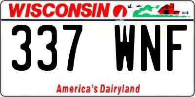 WI license plate 337WNF