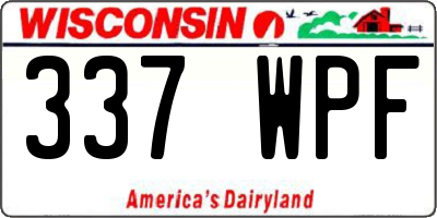 WI license plate 337WPF