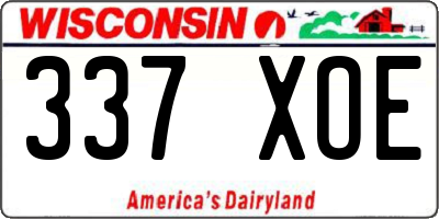 WI license plate 337XOE