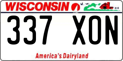 WI license plate 337XON
