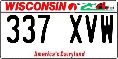 WI license plate 337XVW