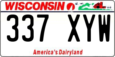 WI license plate 337XYW
