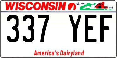 WI license plate 337YEF