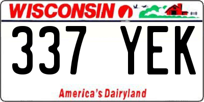 WI license plate 337YEK