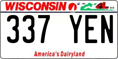 WI license plate 337YEN