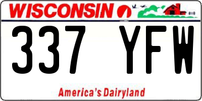 WI license plate 337YFW