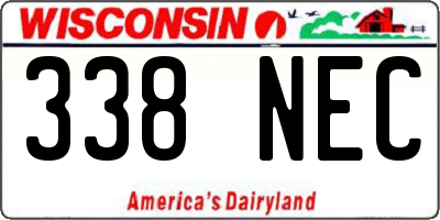 WI license plate 338NEC