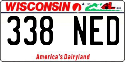 WI license plate 338NED