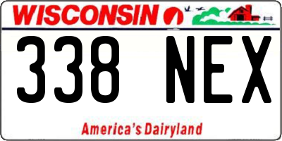 WI license plate 338NEX