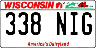 WI license plate 338NIG