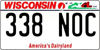 WI license plate 338NOC
