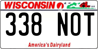 WI license plate 338NOT