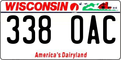 WI license plate 338OAC
