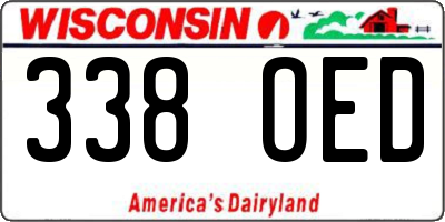 WI license plate 338OED