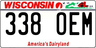 WI license plate 338OEM