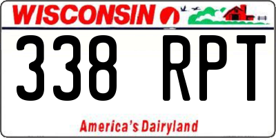WI license plate 338RPT