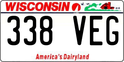 WI license plate 338VEG
