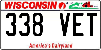 WI license plate 338VET