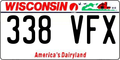 WI license plate 338VFX