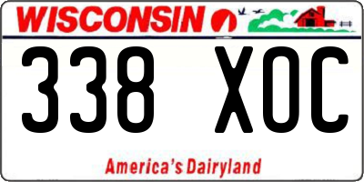 WI license plate 338XOC