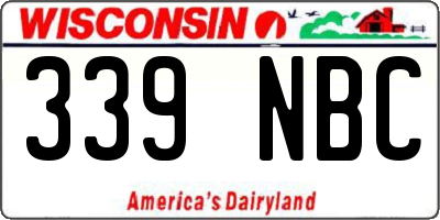 WI license plate 339NBC