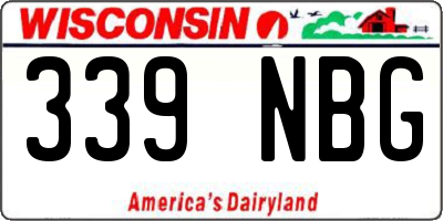 WI license plate 339NBG