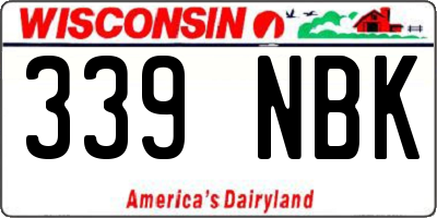 WI license plate 339NBK