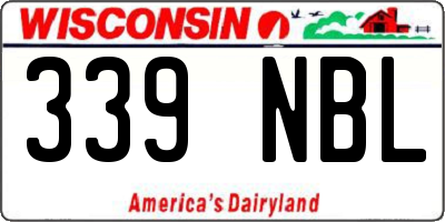 WI license plate 339NBL