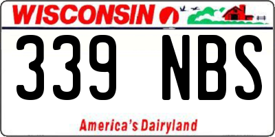 WI license plate 339NBS
