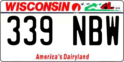 WI license plate 339NBW