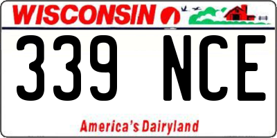 WI license plate 339NCE