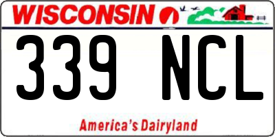 WI license plate 339NCL