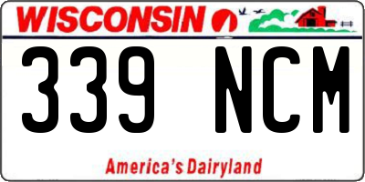 WI license plate 339NCM