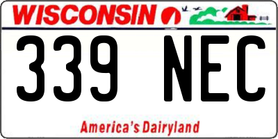 WI license plate 339NEC