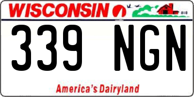 WI license plate 339NGN