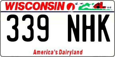 WI license plate 339NHK