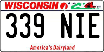 WI license plate 339NIE